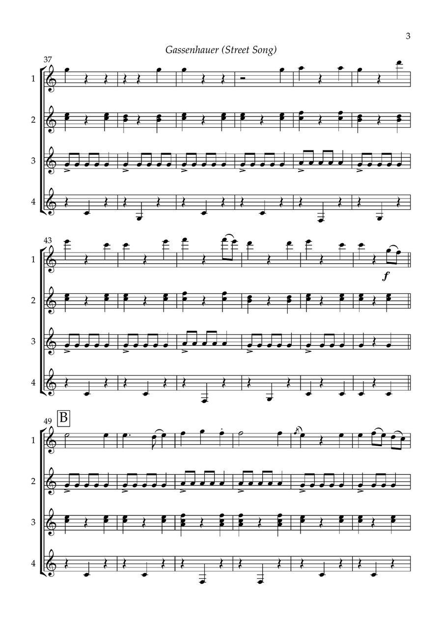 Gassenhauer (Street Song) by Hans Neusiedler arr. for guitar quartet. Guitar Ensemble - Digital Sheet Music page 5