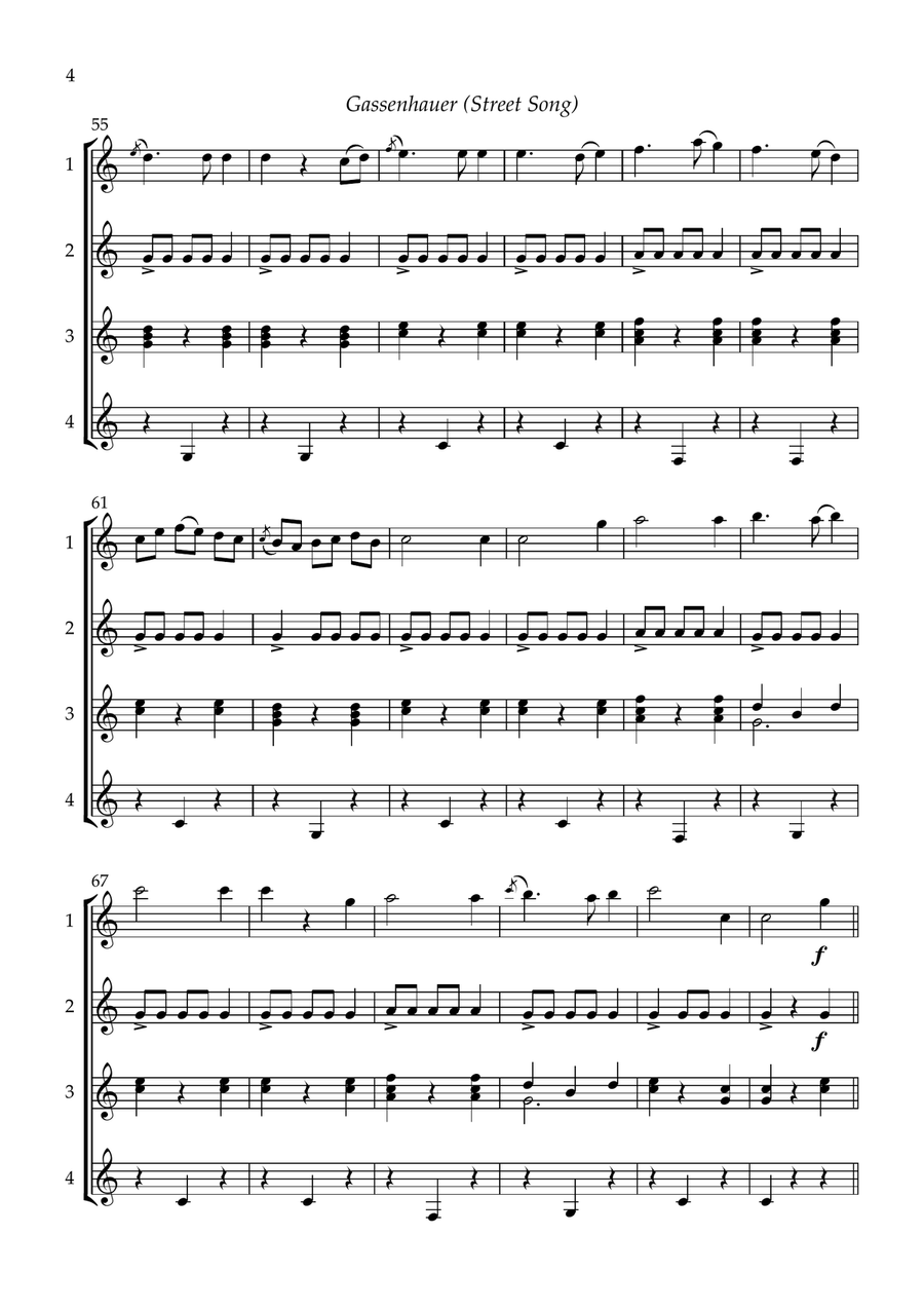 Gassenhauer (Street Song) by Hans Neusiedler arr. for guitar quartet. Guitar Ensemble - Digital Sheet Music page 6