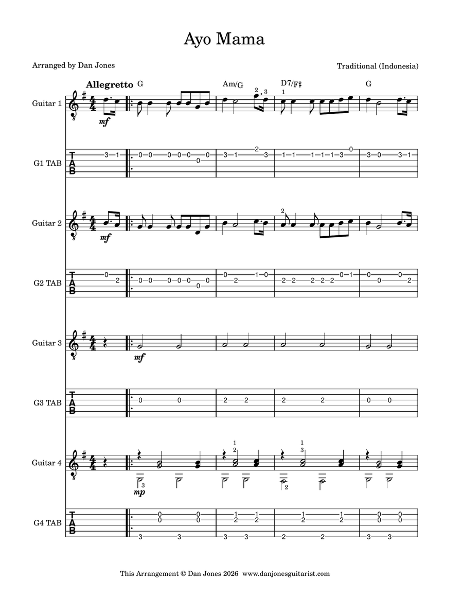 Ayo Mama Guitar Ensemble - Digital Sheet Music page 2