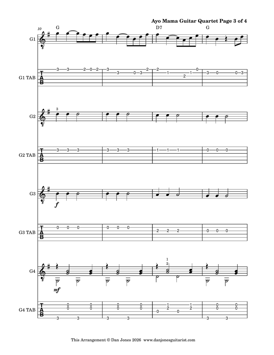 Ayo Mama Guitar Ensemble - Digital Sheet Music page 4