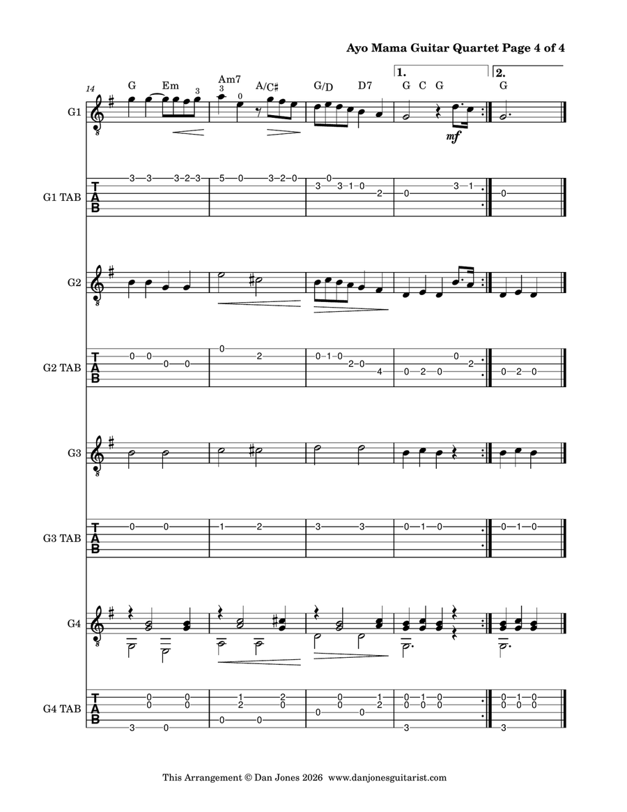 Ayo Mama Guitar Ensemble - Digital Sheet Music page 5