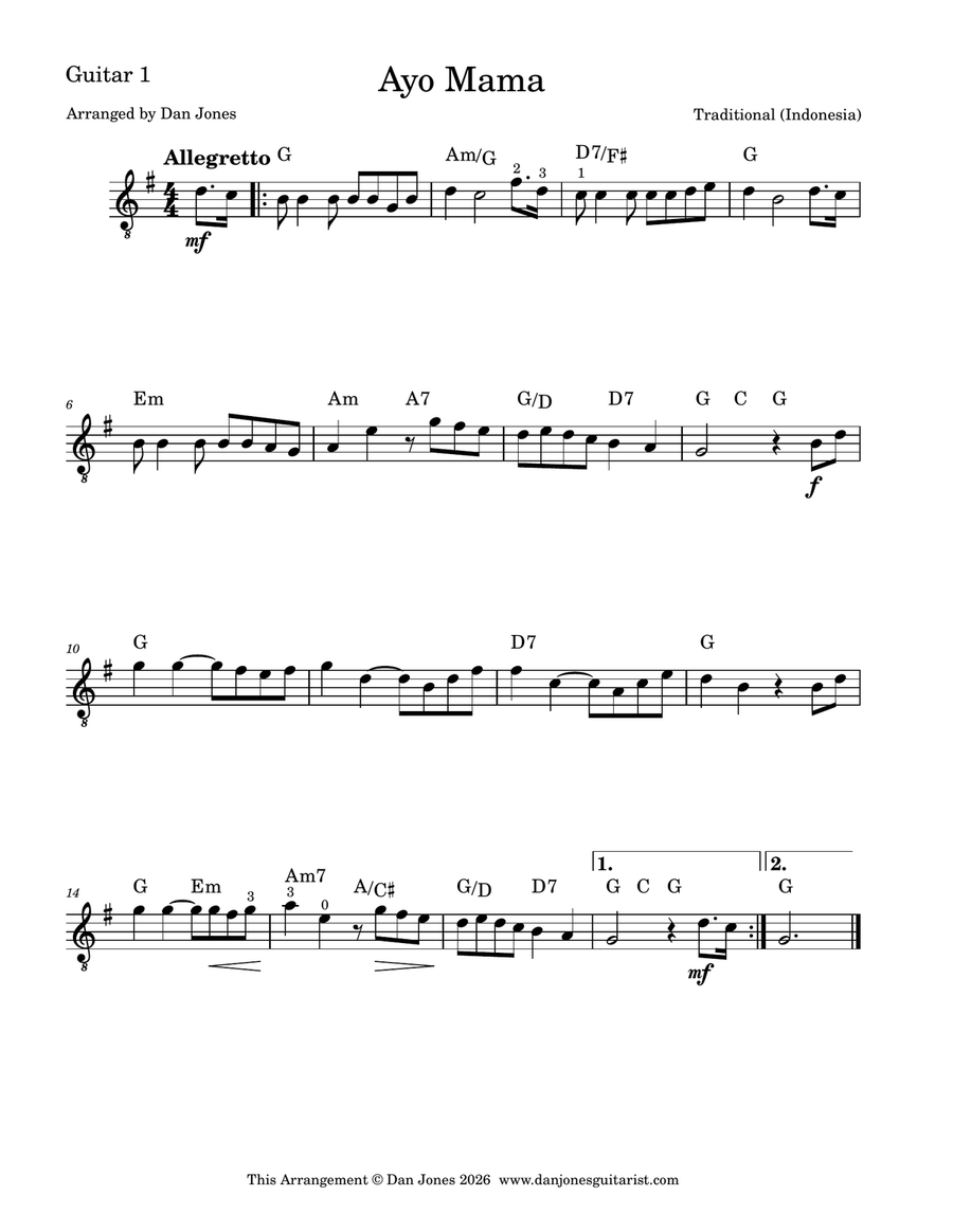 Ayo Mama Guitar Ensemble - Digital Sheet Music page 6
