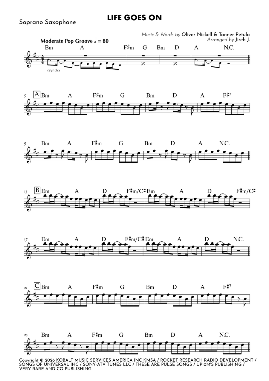 Life Goes On Soprano Saxophone - Digital Sheet Music page 2