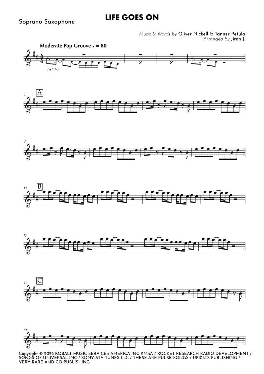 Life Goes On Soprano Saxophone - Digital Sheet Music page 2