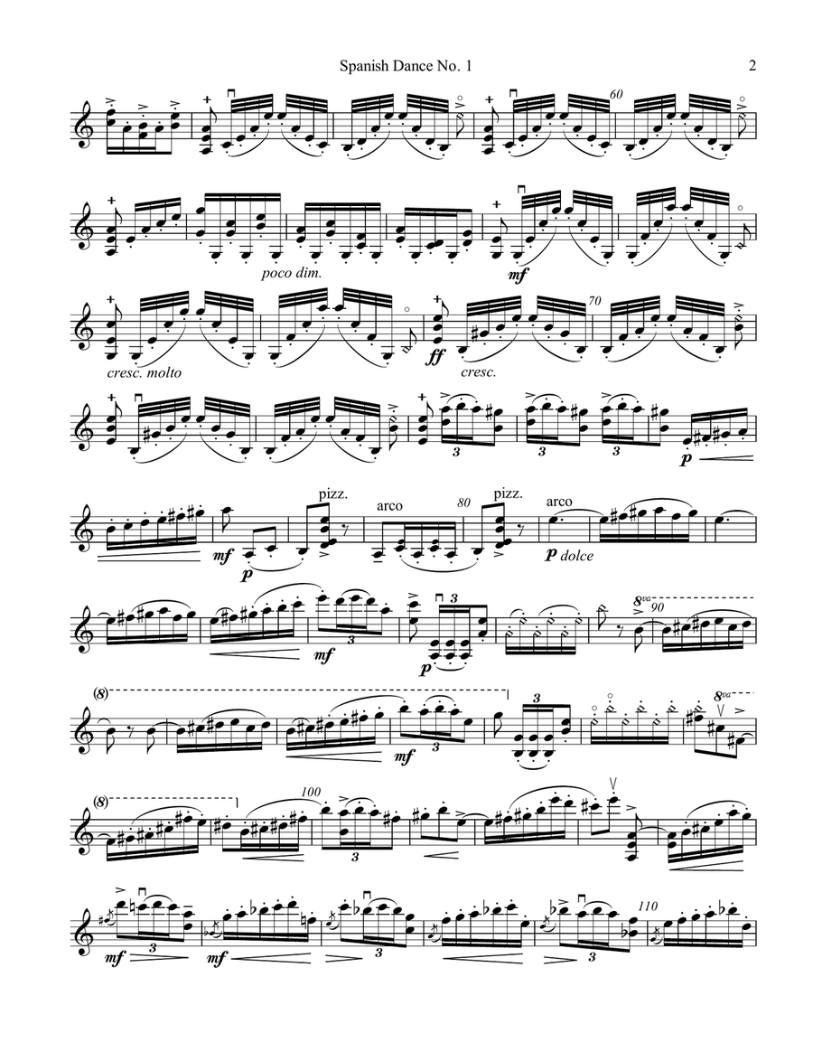 Spanish Dance No. 1, Danza from La vida breve, violin 1 part (solo part) by Fritz Kreisler Violin Solo - Digital Sheet Music page 2