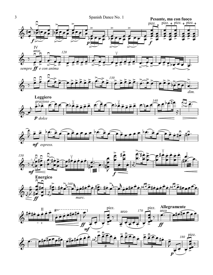Spanish Dance No. 1, Danza from La vida breve, violin 1 part (solo part) by Fritz Kreisler Violin Solo - Digital Sheet Music page 3