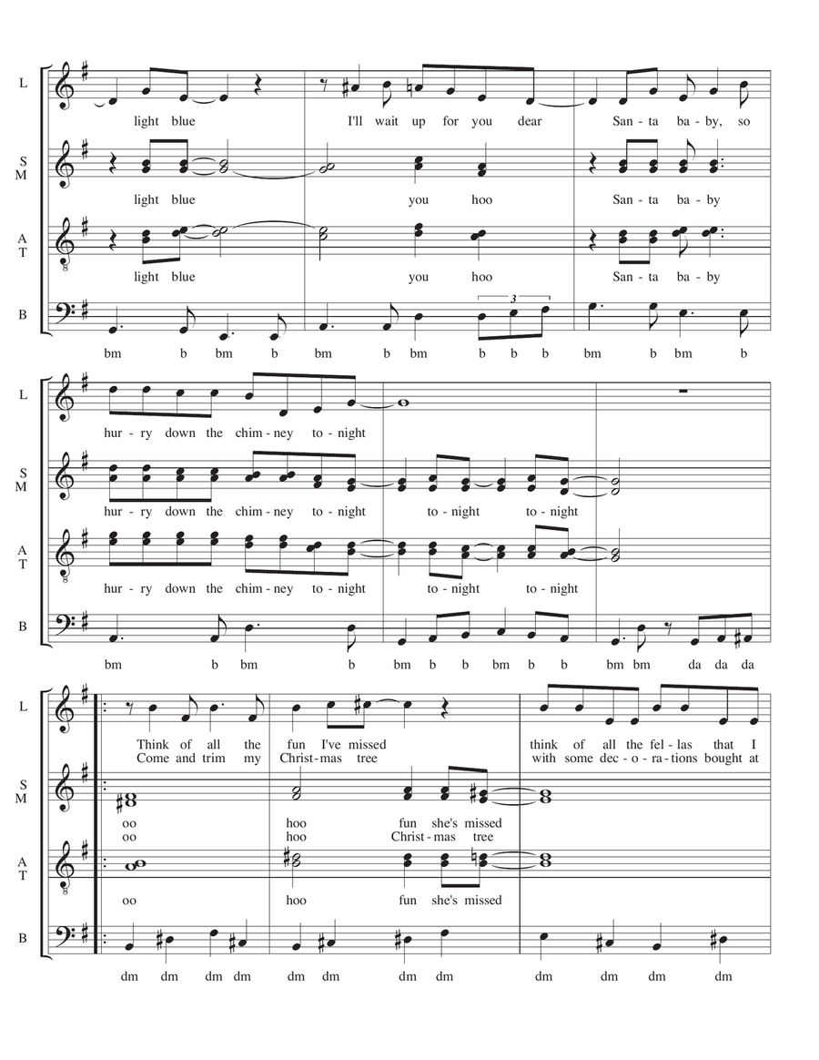 Santa Baby by Taylor Swift SSAATTBB - Digital Sheet Music page 3