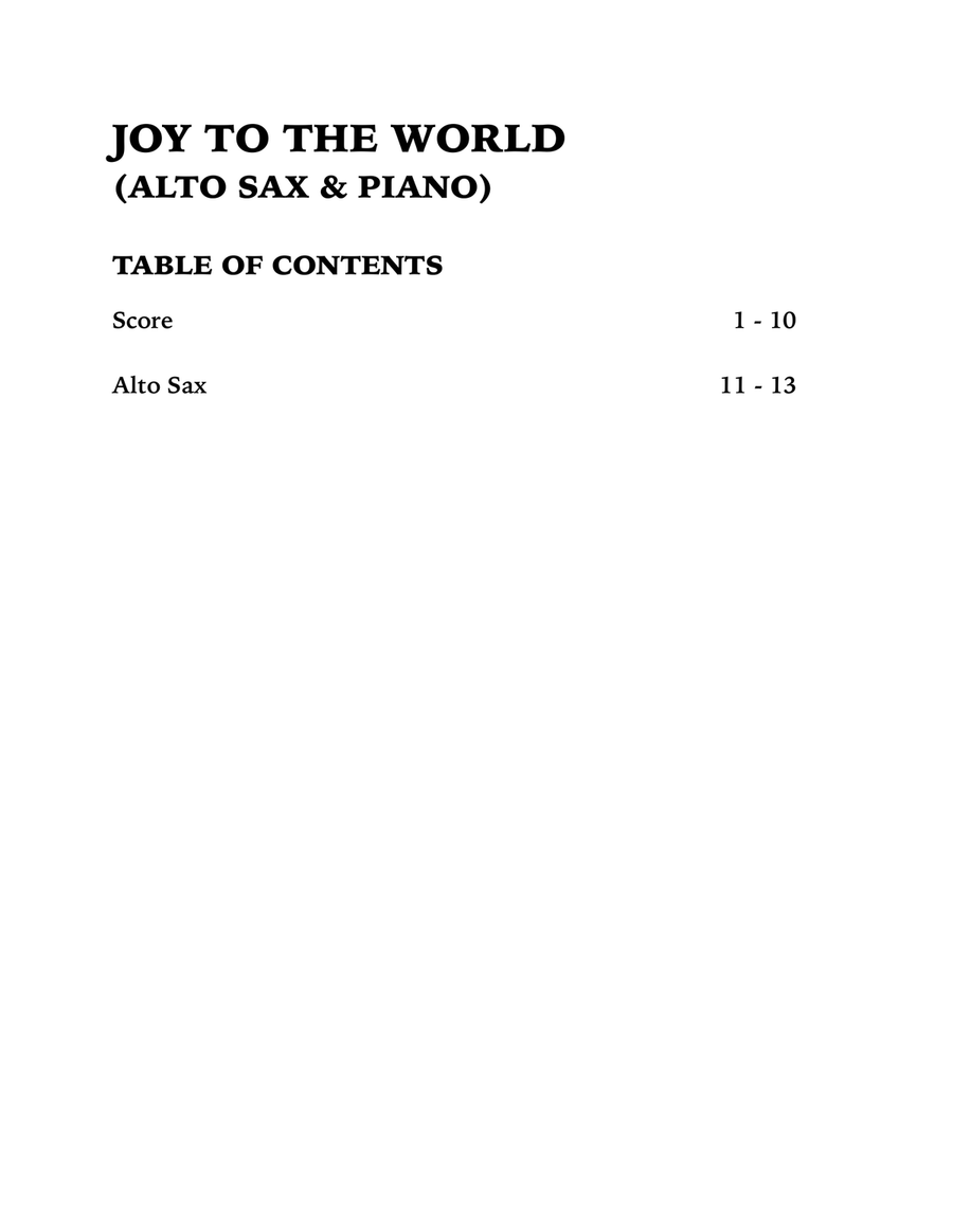 Joy to the World (Alto Sax and Piano) by John A. Dempsey Alto Saxophone - Digital Sheet Music page 3