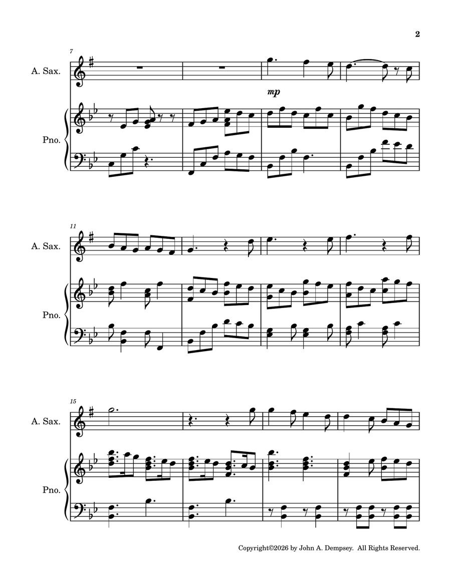 Joy to the World (Alto Sax and Piano) by John A. Dempsey Alto Saxophone - Digital Sheet Music page 6