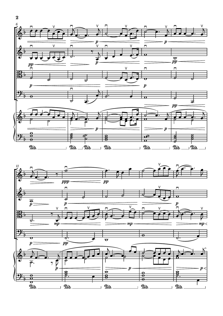 Shenandoah - For String Quartet (With Piano accompaniment) in F major String Quartet - Digital Sheet Music page 3