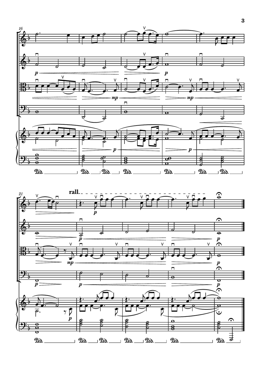 Shenandoah - For String Quartet (With Piano accompaniment) in F major String Quartet - Digital Sheet Music page 4