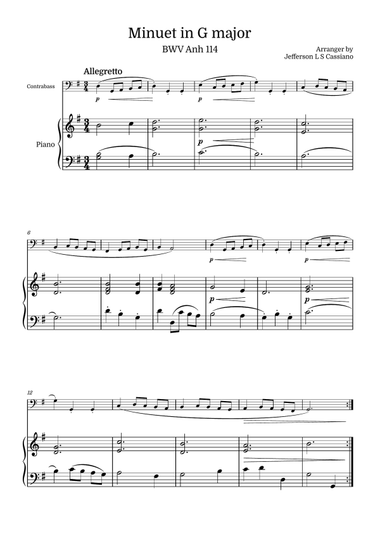 Minuet in G Major BWV Anh. 114 – Solo Contrabass – Johann Sebastian Bach