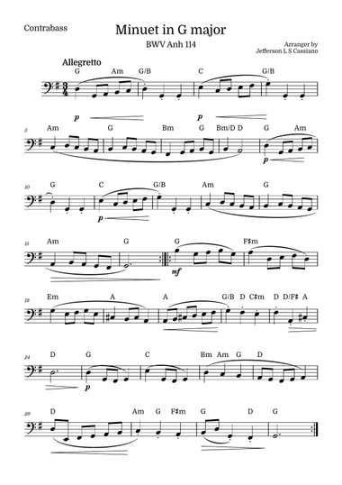 Minuet in G Major BWV Anh. 114 – Solo Contrabass – Johann Sebastian Bach