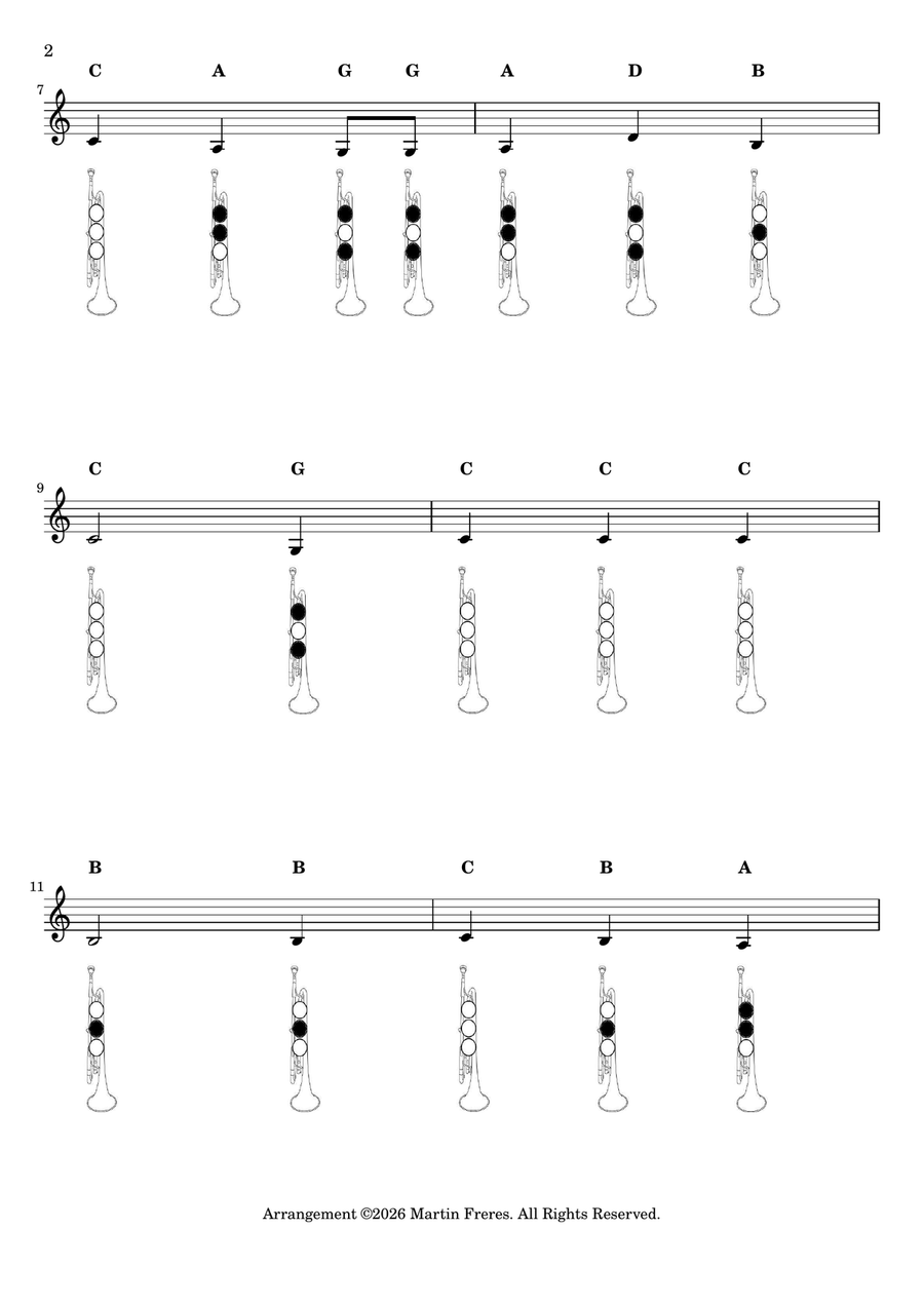 We Wish You a Merry Christmas + Beginner Trumpet Fingering Chart (F#3 - C6) B-Flat Trumpet - Digital Sheet Music page 3