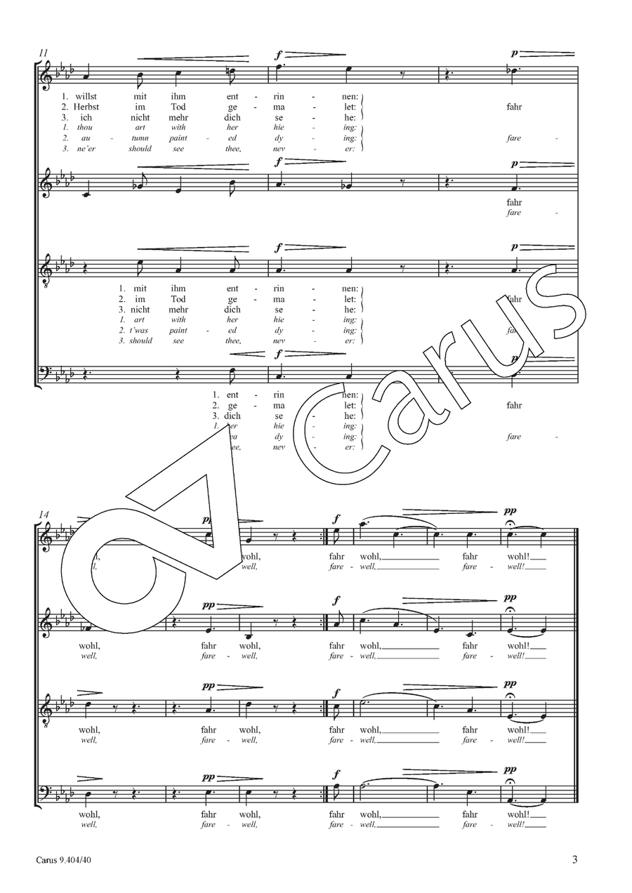Farewell by Johannes Brahms 4-Part - Sheet Music page 4
