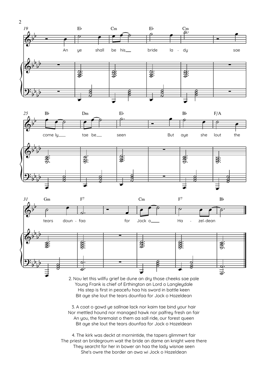 Jock O'Hazeldean - Trumpet with Piano in Ab Easy with Chords and Lyrics Trumpet Solo - Digital Sheet Music page 2
