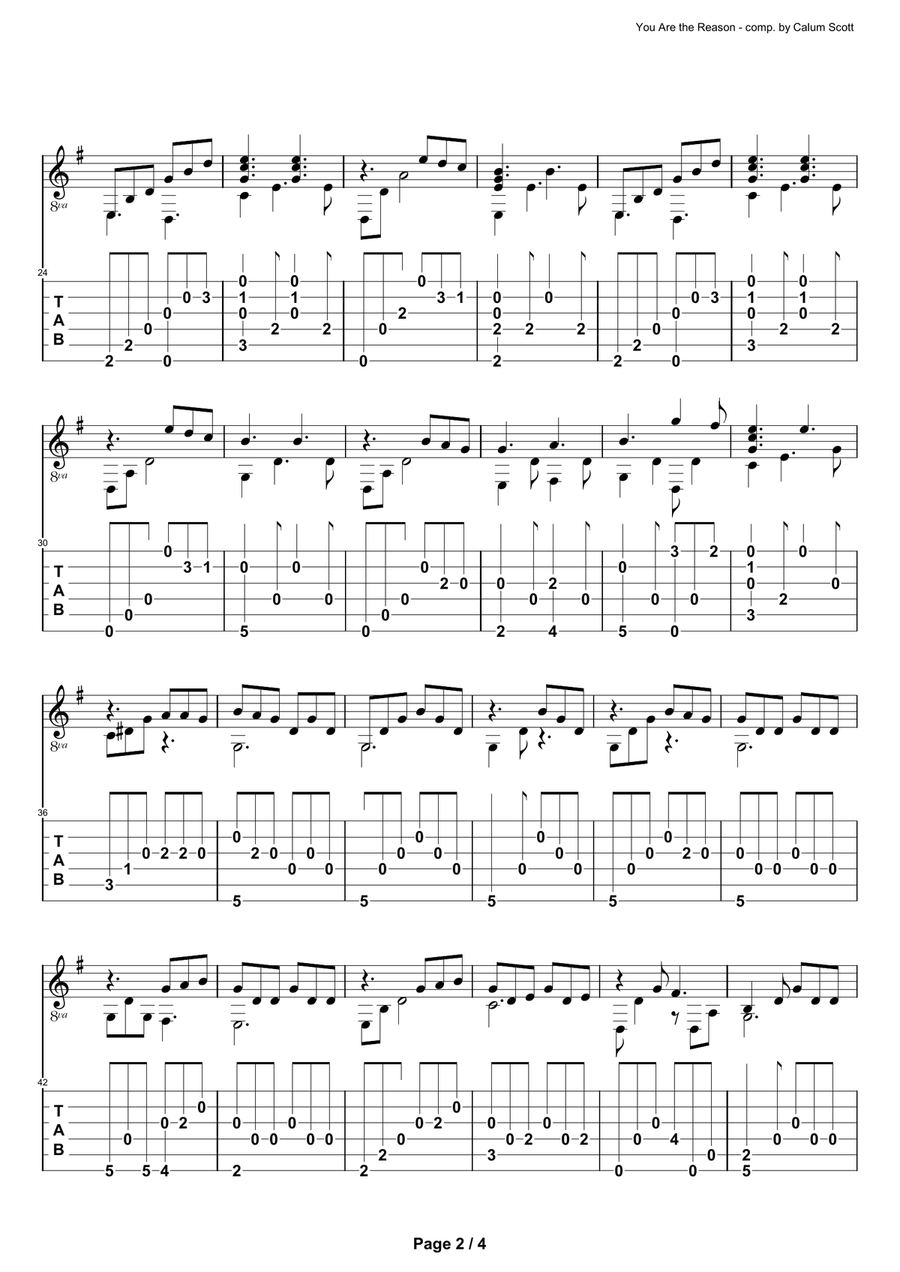 You Are The Reason by Calum Scott Acoustic Guitar - Digital Sheet Music page 2