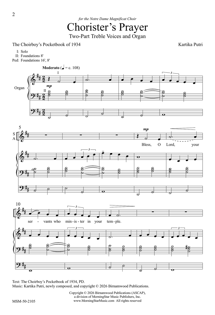 Chorister's Prayer (Downloadable) 2-Part - Digital Sheet Music page 2