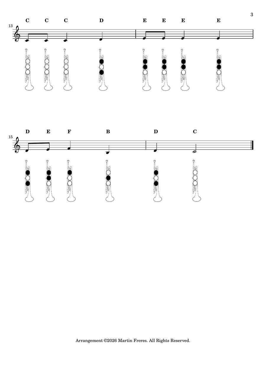 O Christmas Tree (O Tannenbaum) + Beginner Trumpet Fingering Chart (F#3 - C6) B-Flat Trumpet - Digital Sheet Music page 4
