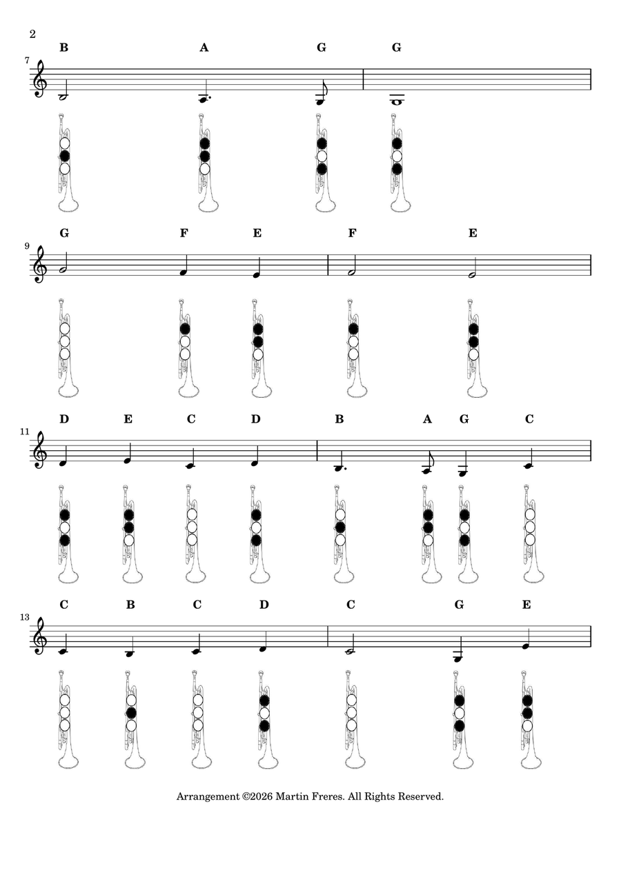 O Come All Ye Faithful + Beginner Trumpet Fingering Chart (F#3 - C6) B-Flat Trumpet - Digital Sheet Music page 3