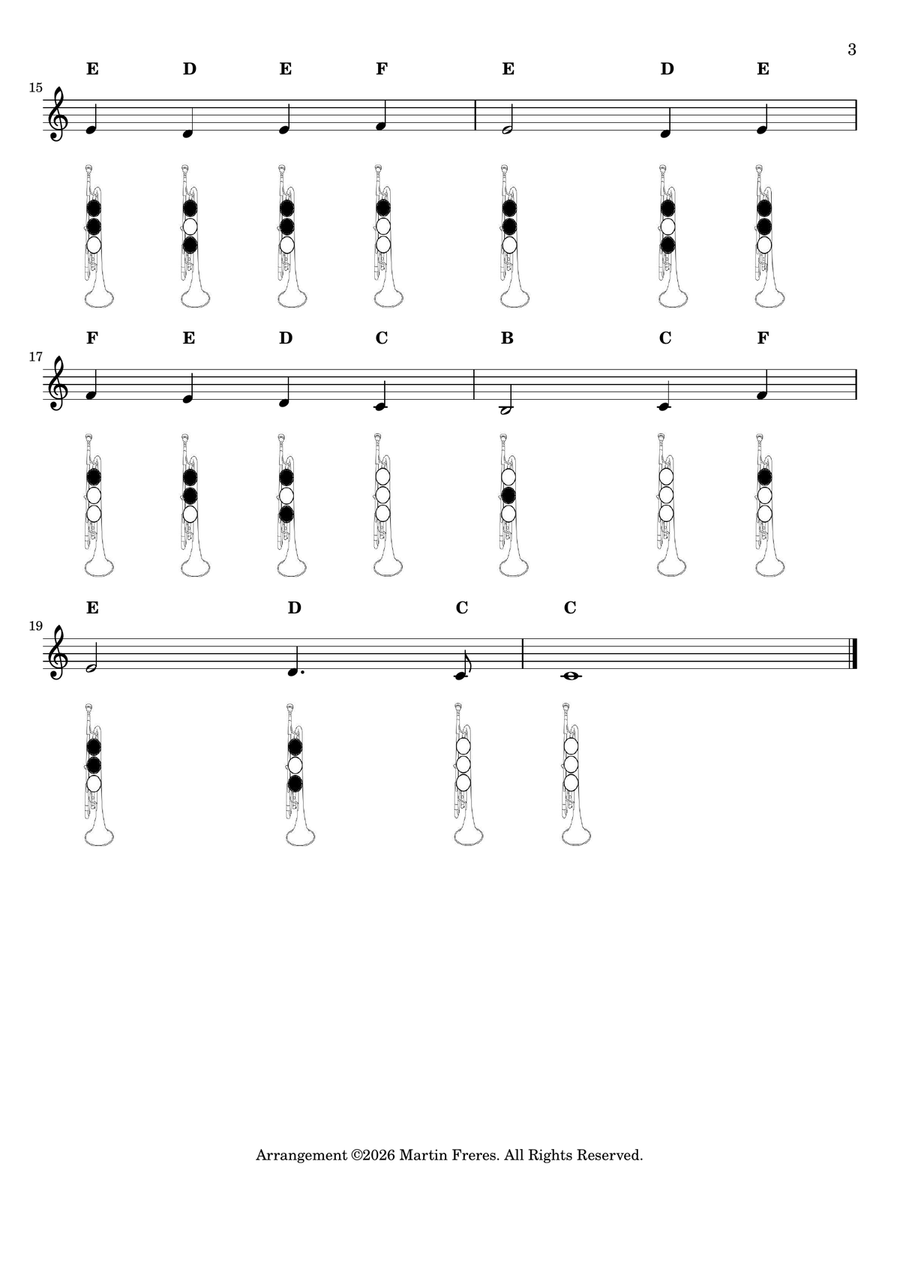 O Come All Ye Faithful + Beginner Trumpet Fingering Chart (F#3 - C6) B-Flat Trumpet - Digital Sheet Music page 4