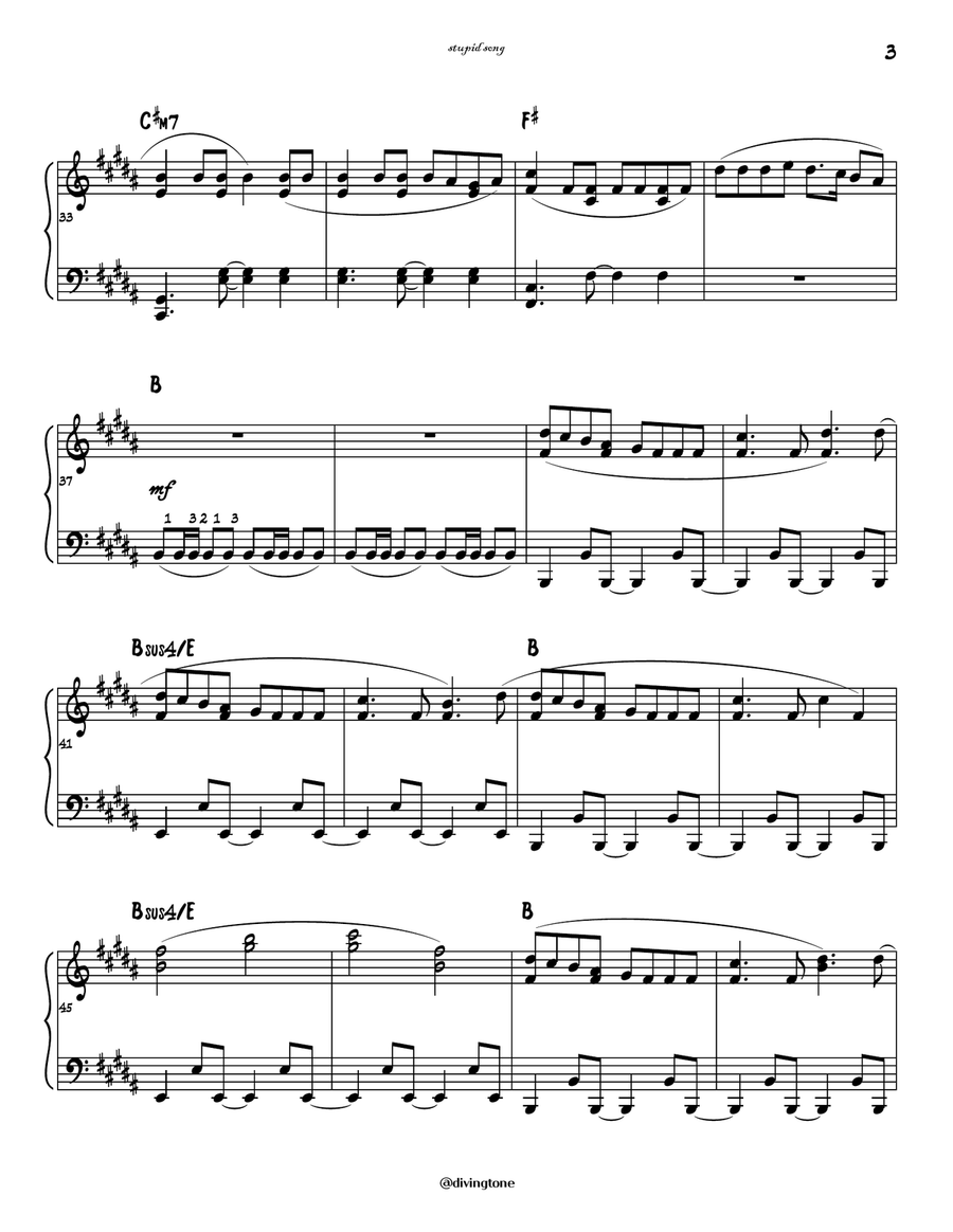 Stupid Song by Olivia Rodrigo Piano Solo - Digital Sheet Music page 3