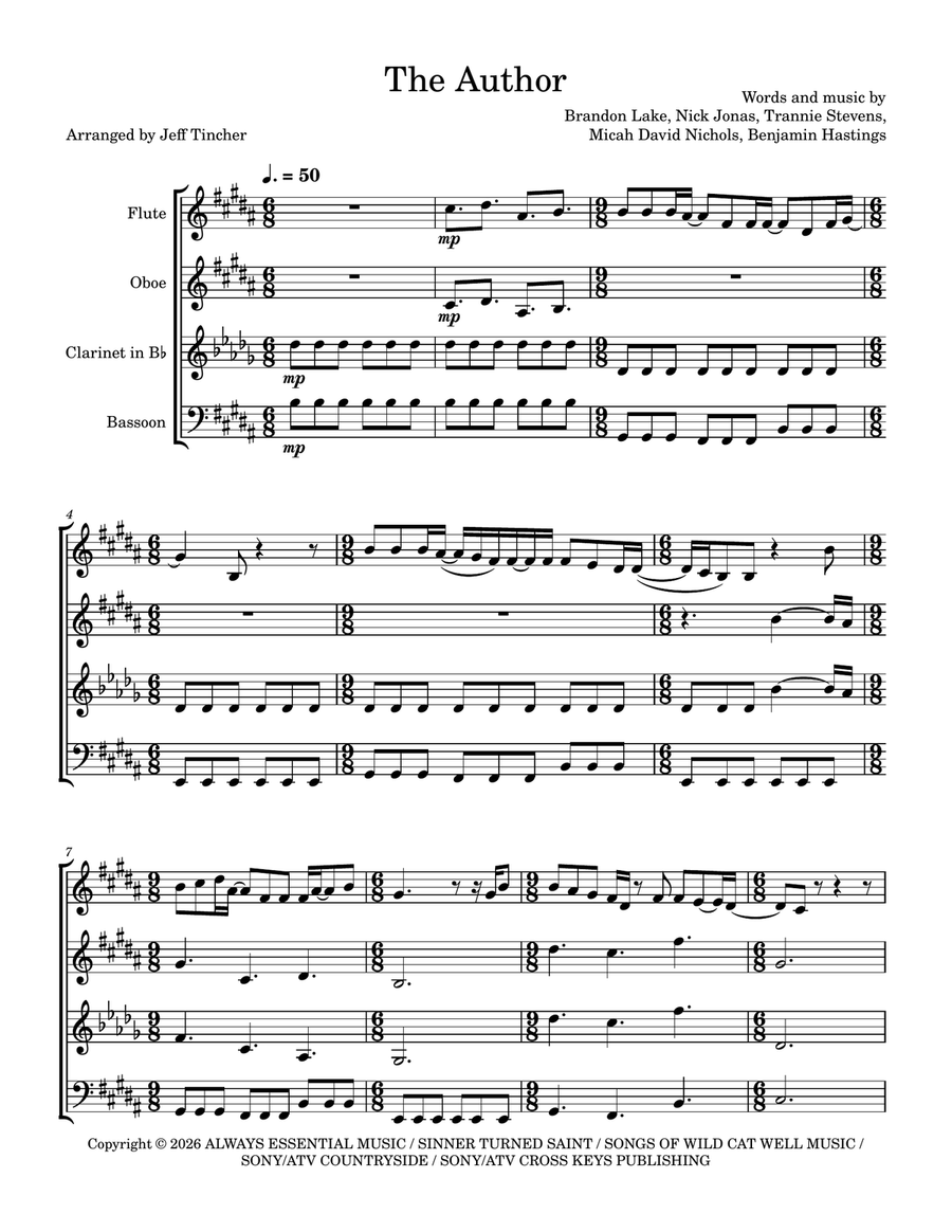 The Author by Nick Jonas Woodwind Quartet - Digital Sheet Music page 2