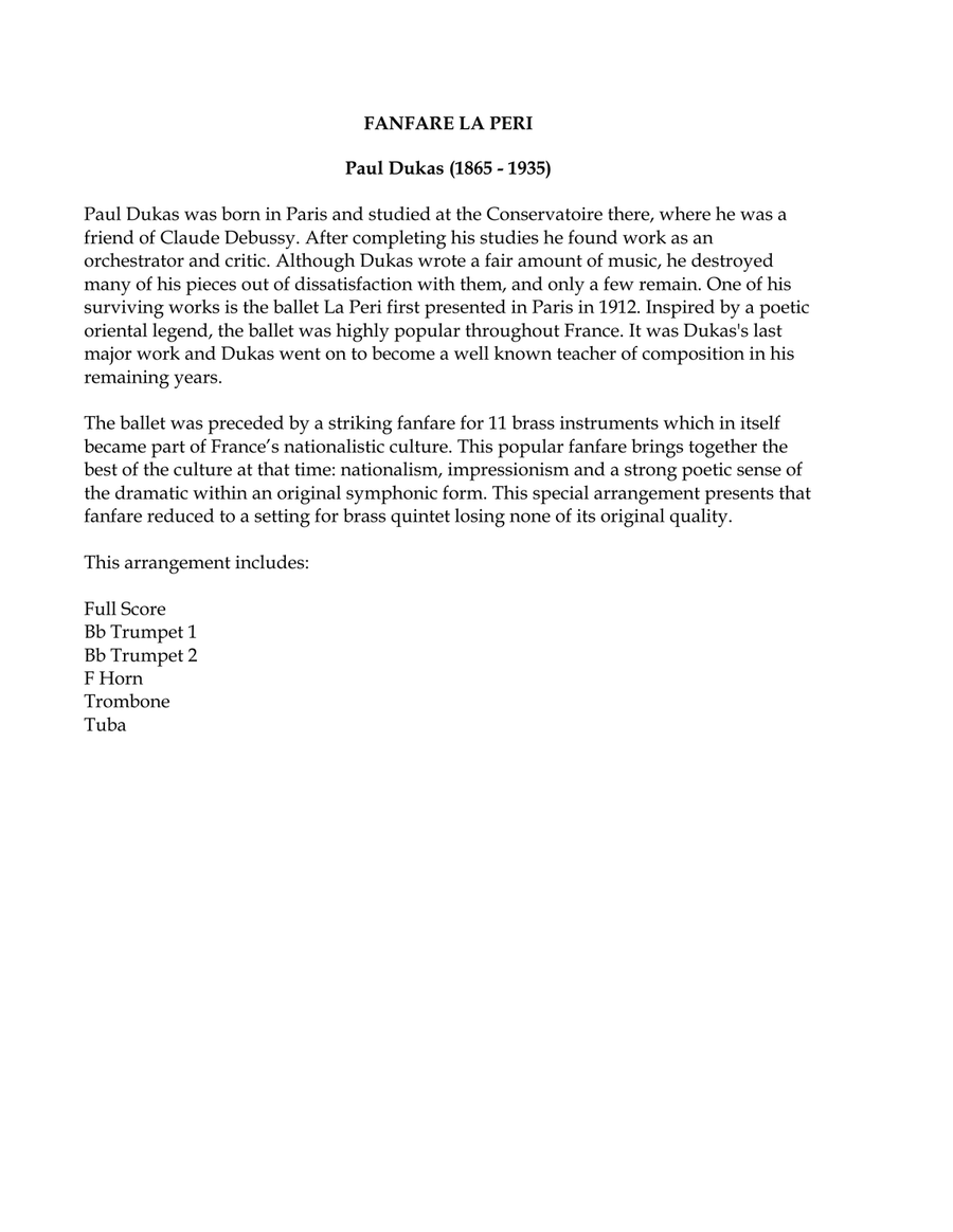 Fanfare La Peri by Paul Dukas Brass Ensemble - Digital Sheet Music page 2