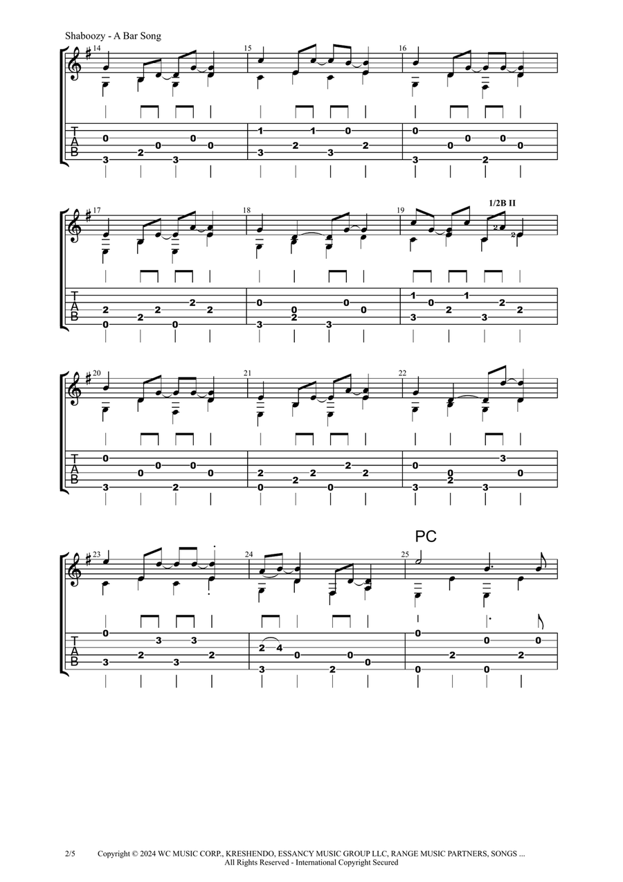 A Bar Song (Tipsy) by Shaboozey Acoustic Guitar - Digital Sheet Music page 2