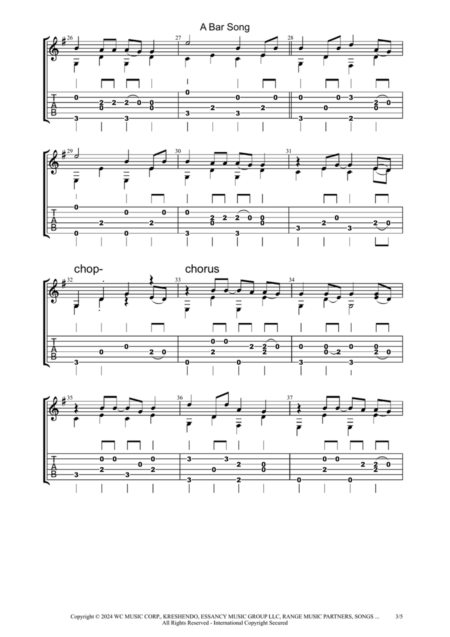 A Bar Song (Tipsy) by Shaboozey Acoustic Guitar - Digital Sheet Music page 3