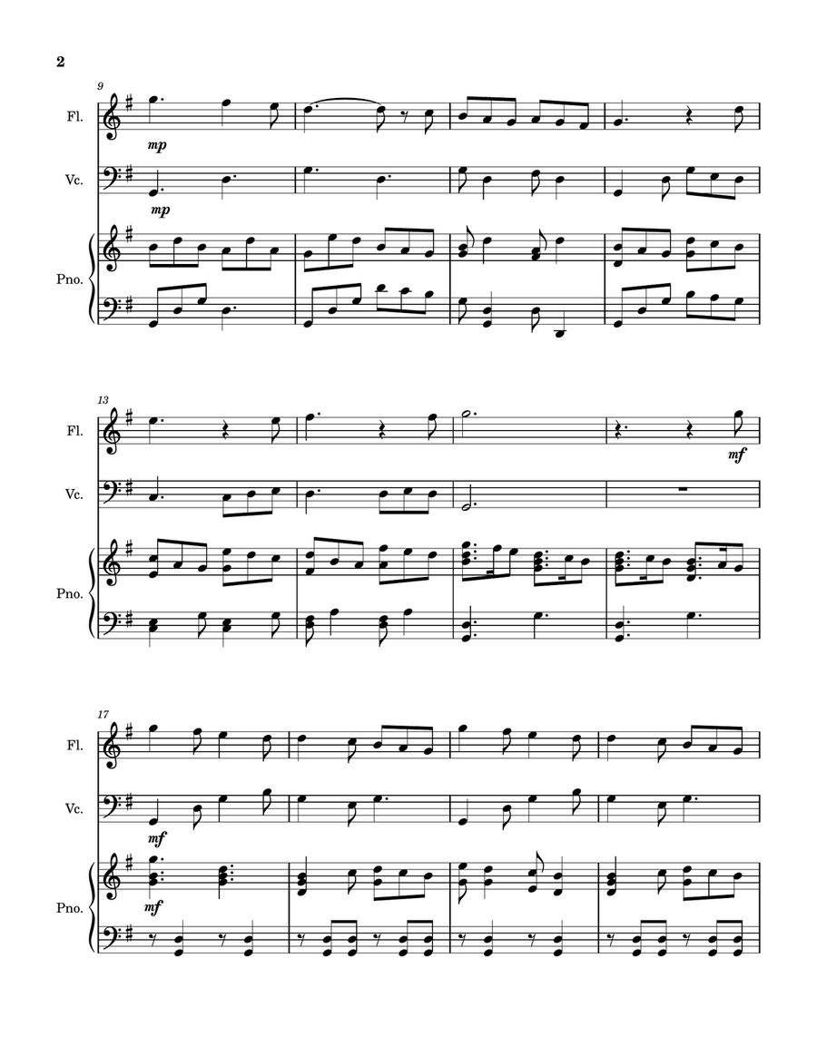 Joy to the World (Trio for Flute, Cello and Piano) by John A. Dempsey Small Ensemble - Digital Sheet Music page 6