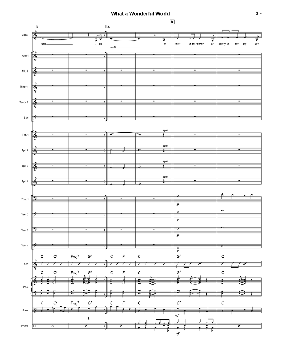 What A Wonderful World by Louis Armstrong Jazz Ensemble - Digital Sheet Music page 3