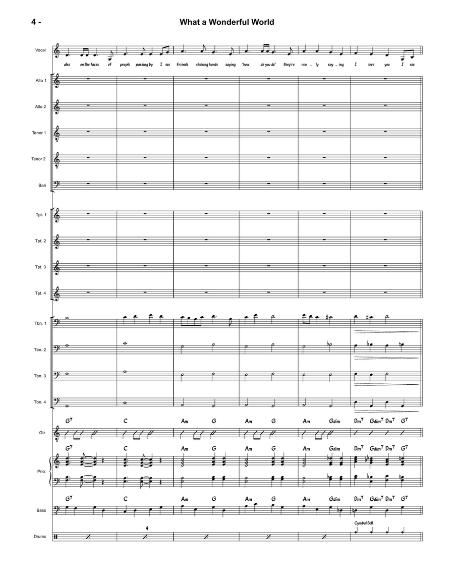 What A Wonderful World by Louis Armstrong Jazz Ensemble - Digital Sheet Music page 4