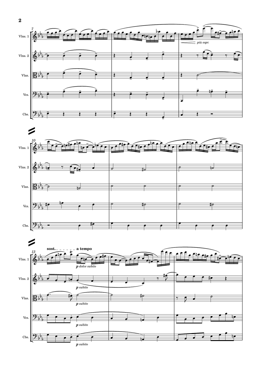 Bach - Prelude in C minor from Suite in C minor, BWV 997 for String Ensemble by Johann Sebastian Bach String Orchestra - Digital Sheet Music page 3