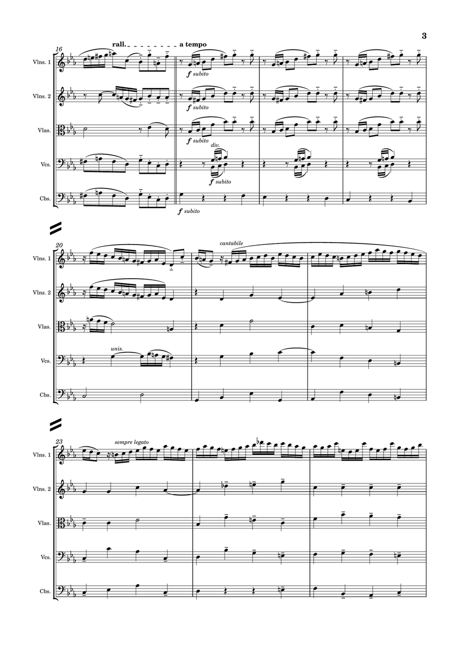 Bach - Prelude in C minor from Suite in C minor, BWV 997 for String Ensemble by Johann Sebastian Bach String Orchestra - Digital Sheet Music page 4