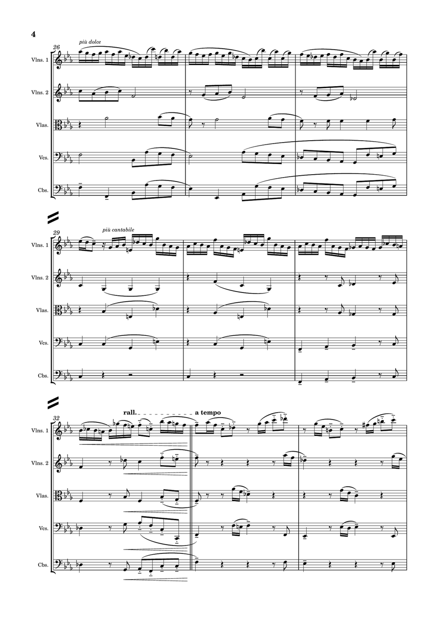 Bach - Prelude in C minor from Suite in C minor, BWV 997 for String Ensemble by Johann Sebastian Bach String Orchestra - Digital Sheet Music page 5