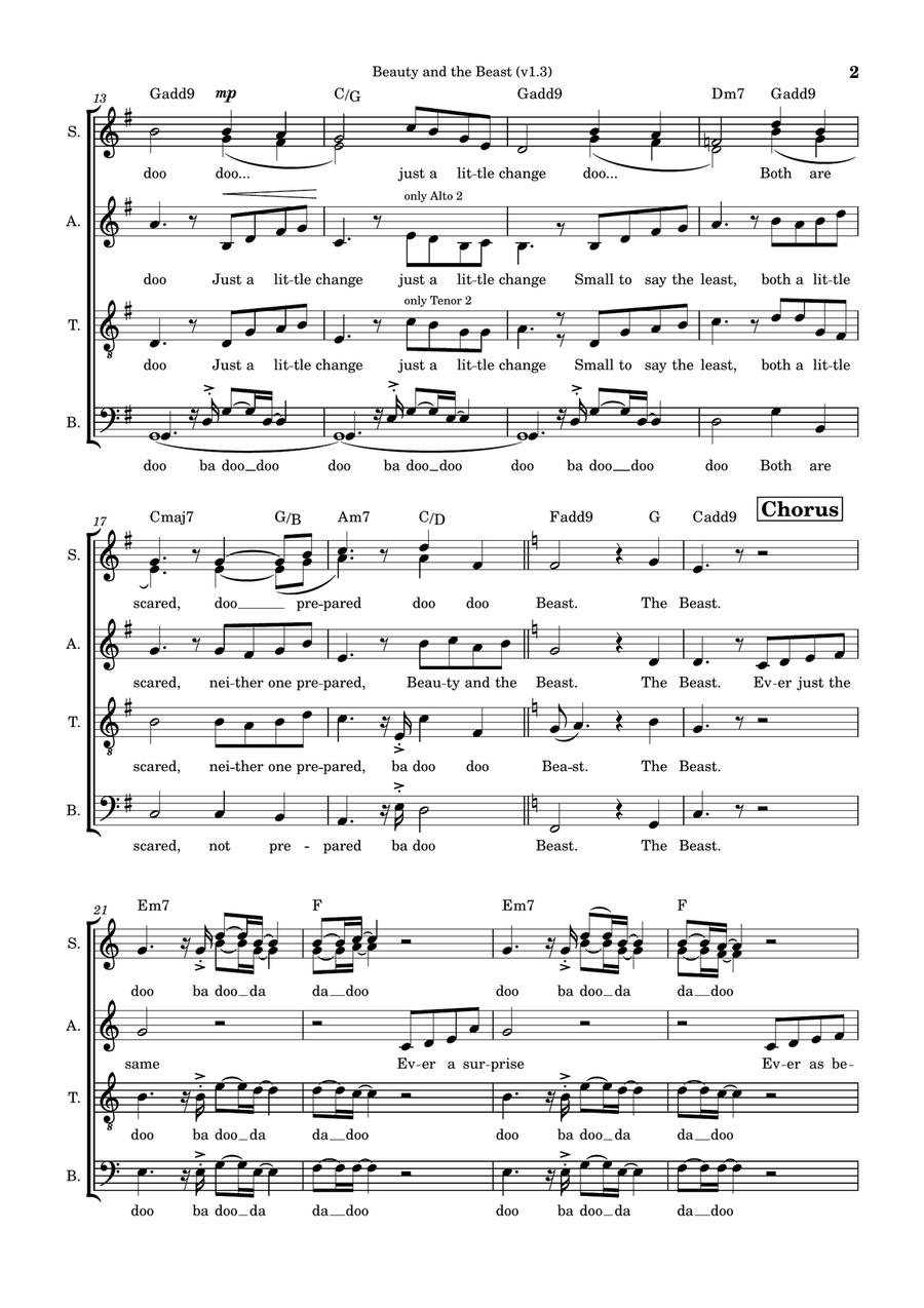 Beauty And The Beast by Celine Dion & Peabo Bryson 4-Part - Digital Sheet Music page 2