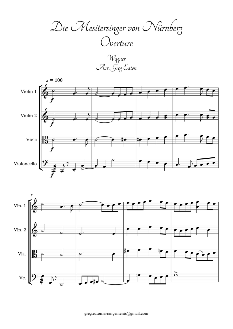 Meistersingers Overture by Richard Wagner String Quartet - Digital Sheet Music page 2