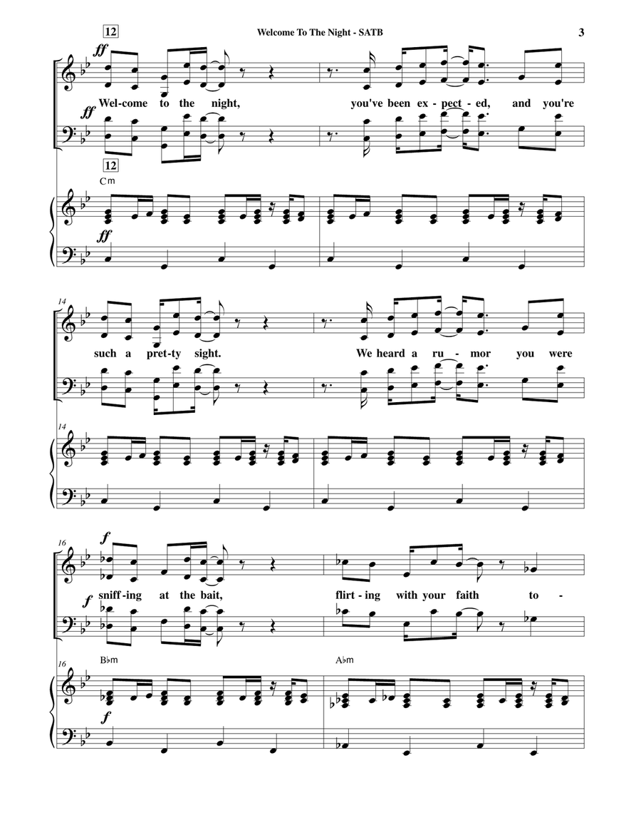 Welcome To The Night by Marvin Hamlisch 4-Part - Digital Sheet Music page 4