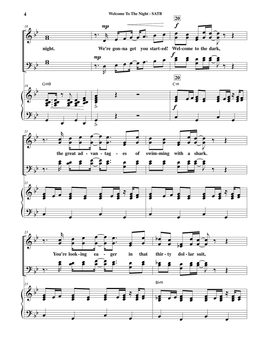 Welcome To The Night by Marvin Hamlisch 4-Part - Digital Sheet Music page 5