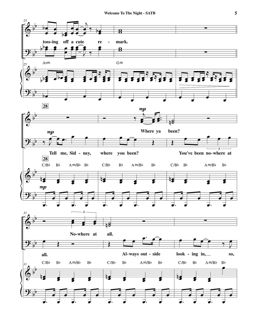 Welcome To The Night by Marvin Hamlisch 4-Part - Digital Sheet Music page 6