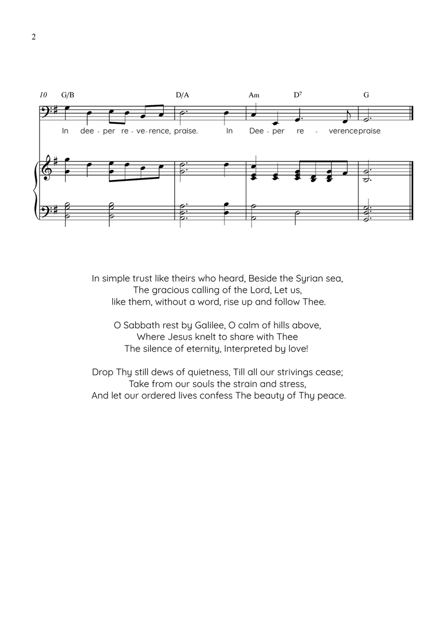 Dear Lord and Father of Mankind (Repton) - Cello in G Easy with Chords and Lyrics by Charles Hubert Hastings Parry Piano - Digital Sheet Music page 2