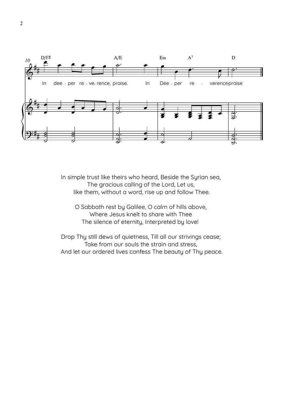 Dear Lord and Father of Mankind (Repton) - Flute in D Easy with Chords and Lyrics by Charles Hubert Hastings Parry Flute Solo - Digital Sheet Music page 2