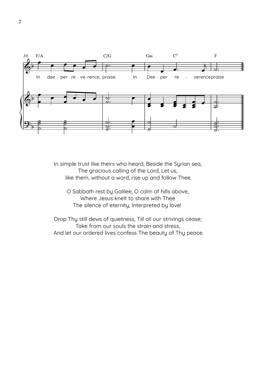 Dear Lord and Father of Mankind (Repton) - Flute in F Easy with Chords and Lyrics by Charles Hubert Hastings Parry Flute Solo - Digital Sheet Music page 2