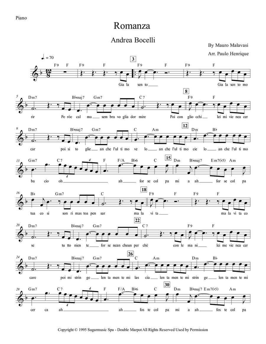 Romanza by Andrea Bocelli Chamber Music - Digital Sheet Music page 2