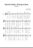 Eternal Father, Strong to Save (Melita) - Voice Lead Sheet in G Easy with Chords and Lyrics
