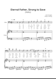Eternal Father, Strong to Save (Melita) - Cello with Piano in D Easy with Chords and Lyrics