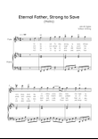 Eternal Father, Strong to Save (Melita) - Flute with Piano in D Easy with Chords and Lyrics