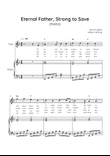 Eternal Father, Strong to Save (Melita) - Flute with Piano in F Easy with Chords and Lyrics