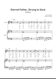 Eternal Father, Strong to Save (Melita) - Voice with Piano in D Easy with Chords and Lyrics